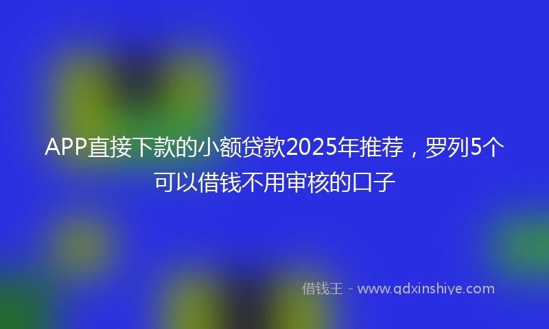 APP直接下款的小额贷款2025年推荐，罗列5个可以借钱不用审核的口子