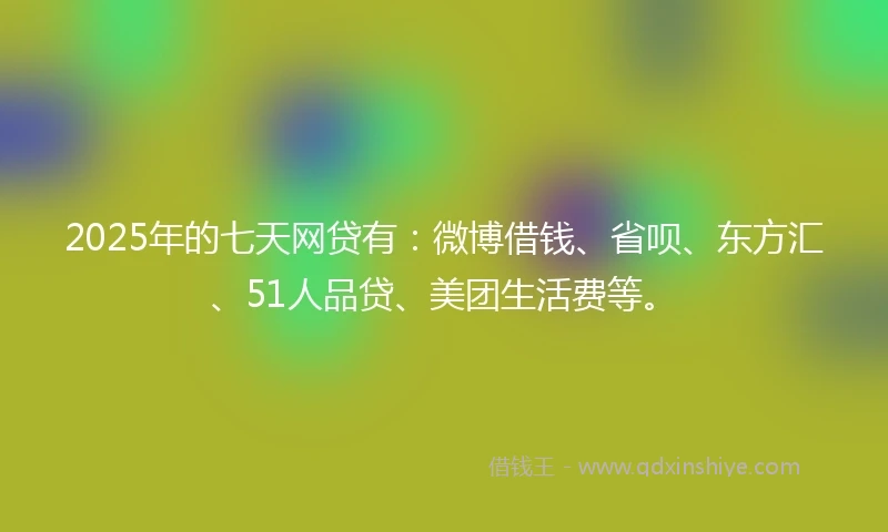 2025年的七天网贷有：微博借钱、省呗、东方汇、51人品贷、美团生活费等。