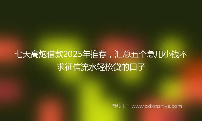 七天高炮借款2025年推荐，汇总五个急用小钱不求征信流水轻松贷的口子