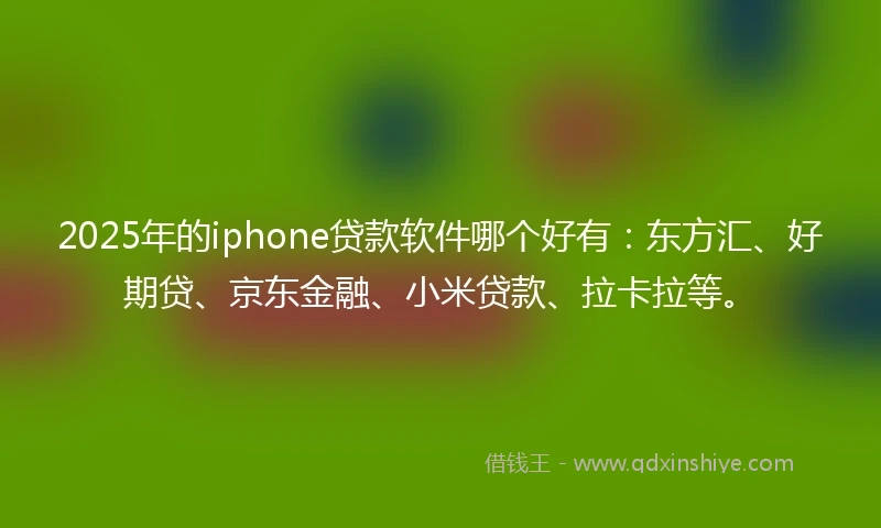 2025年的iphone贷款软件哪个好有：东方汇、好期贷、京东金融、小米贷款、拉卡拉等。
