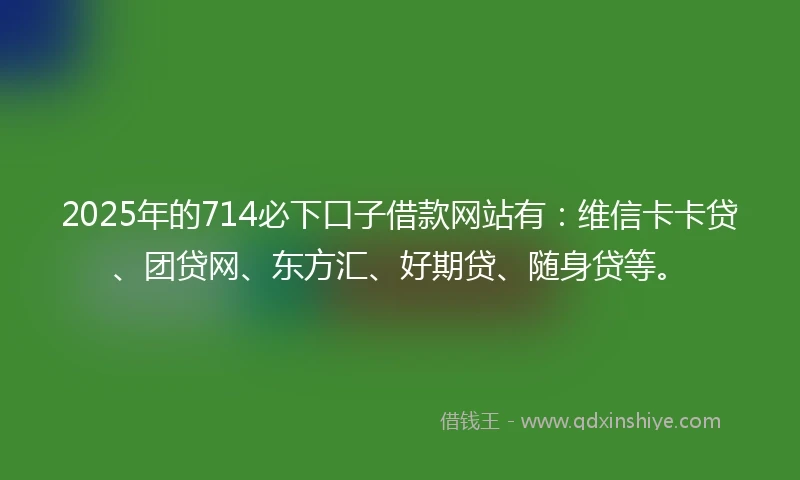 2025年的714必下口子借款网站有：维信卡卡贷、团贷网、东方汇、好期贷、随身贷等。