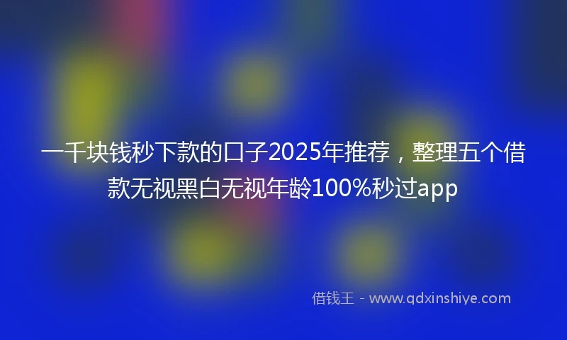 一千块钱秒下款的口子2025年推荐，整理五个借款无视黑白无视年龄100%秒过app