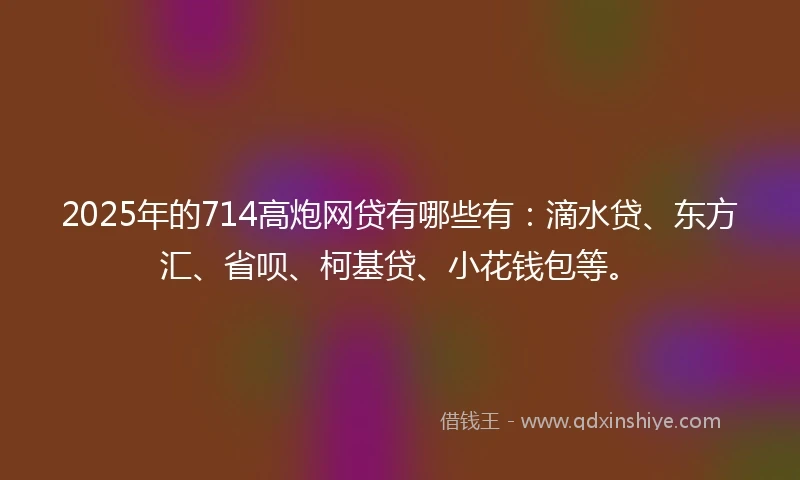 2025年的714高炮网贷有哪些有：滴水贷、东方汇、省呗、柯基贷、小花钱包等。