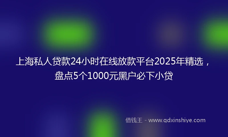 上海私人贷款24小时在线放款平台2025年精选,盘点5个1000元黑户必下小贷