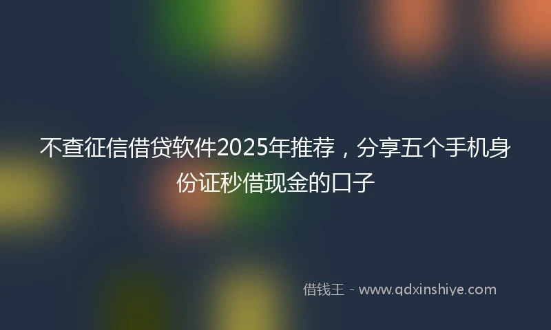 不查征信借贷软件2025年推荐，分享五个手机身份证秒借现金的口子