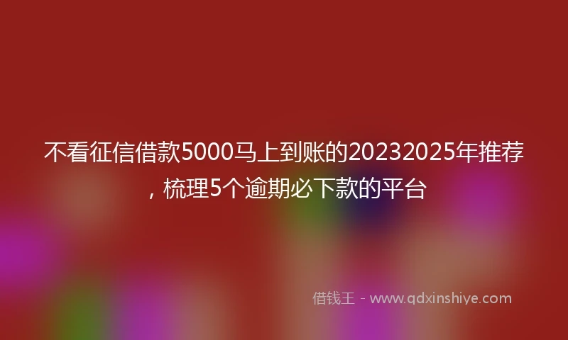 不看征信借款5000马上到账的20232025年推荐，梳理5个逾期必下款的平台