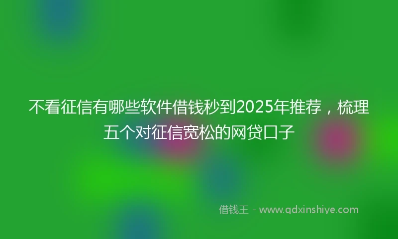 不看征信有哪些软件借钱秒到2025年推荐，梳理五个对征信宽松的网贷口子