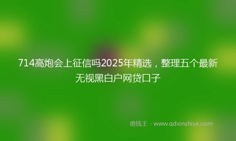 714高炮会上征信吗2025年精选，整理五个最新无视黑白户网贷口子