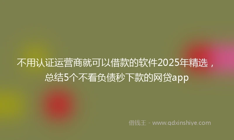 不用认证运营商就可以借款的软件2025年精选，总结5个不看负债秒下款的网贷app