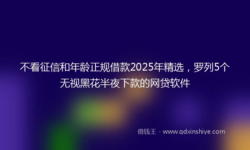 不看征信和年龄正规借款2025年精选，罗列5个无视黑花半夜下款的网贷软件