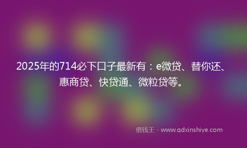 2025年的714必下口子最新有：e微贷、替你还、惠商贷、快贷通、微粒贷等。