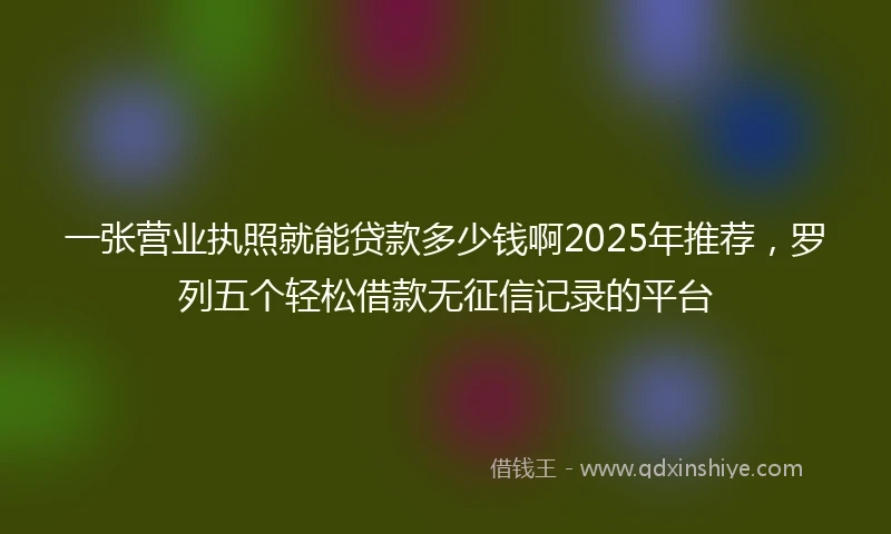 一张营业执照就能贷款多少钱啊2025年推荐，罗列五个轻松借款无征信记录的平台