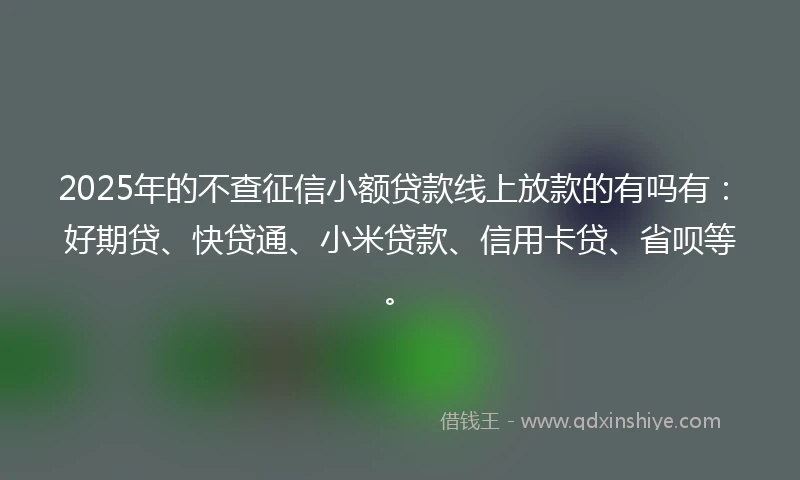2025年的不查征信小额贷款线上放款的有吗有：好期贷、快贷通、小米贷款、信用卡贷、省呗等。