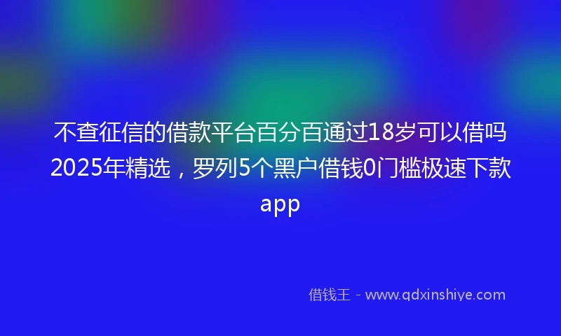 不查征信的借款平台百分百通过18岁可以借吗2025年精选，罗列5个黑户借钱0门槛极速下款app