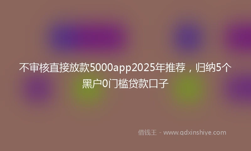 不审核直接放款5000app2025年推荐，归纳5个黑户0门槛贷款口子