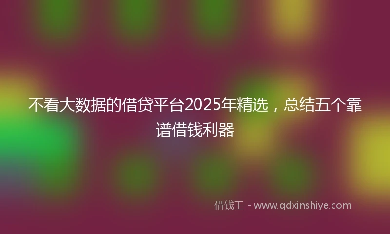 不看大数据的借贷平台2025年精选，总结五个靠谱借钱利器
