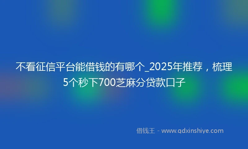 不看征信平台能借钱的有哪个_2025年推荐，梳理5个秒下700芝麻分贷款口子