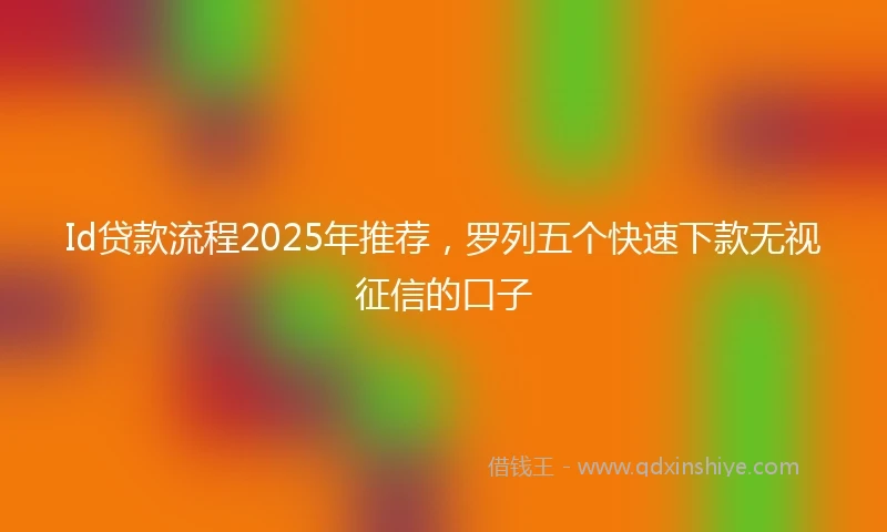 Id贷款流程2025年推荐，罗列五个快速下款无视征信的口子