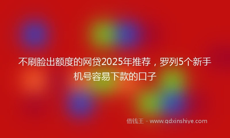 不刷脸出额度的网贷2025年推荐，罗列5个新手机号容易下款的口子