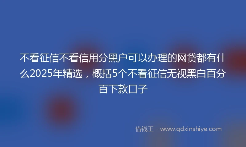 不看征信不看信用分黑户可以办理的网贷都有什么2025年精选，概括5个不看征信无视黑白百分百下款口子