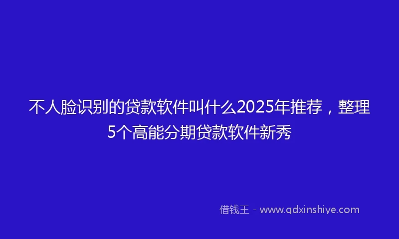 不人脸识别的贷款软件叫什么2025年推荐，整理5个高能分期贷款软件新秀