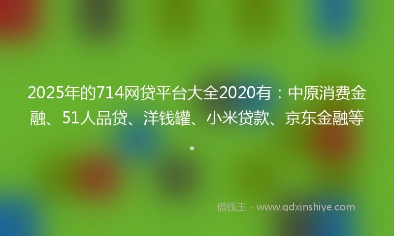 2025年的714网贷平台大全2020有：中原消费金融、51人品贷、洋钱罐、小米贷款、京东金融等。