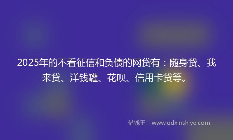 2025年的不看征信和负债的网贷有：随身贷、我来贷、洋钱罐、花呗、信用卡贷等。