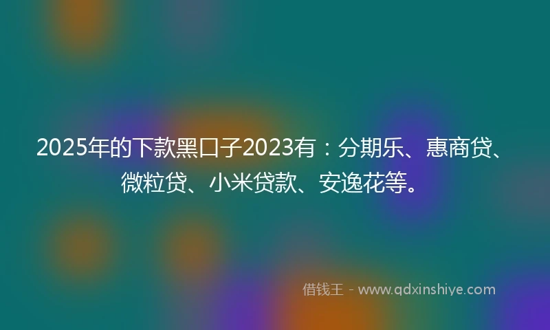 2025年的下款黑口子2023有：分期乐、惠商贷、微粒贷、小米贷款、安逸花等。