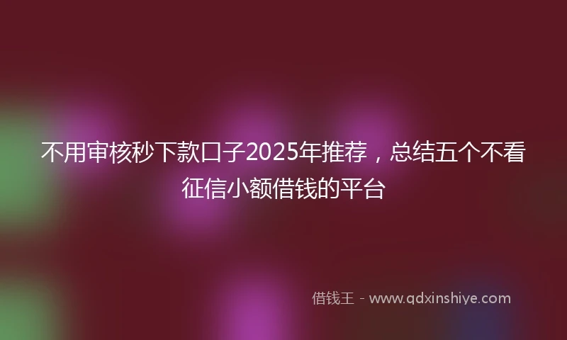 不用审核秒下款口子2025年推荐，总结五个不看征信小额借钱的平台