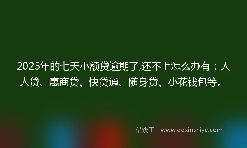 2025年的七天小额贷逾期了,还不上怎么办有：人人贷、惠商贷、快贷通、随身贷、小花钱包等。