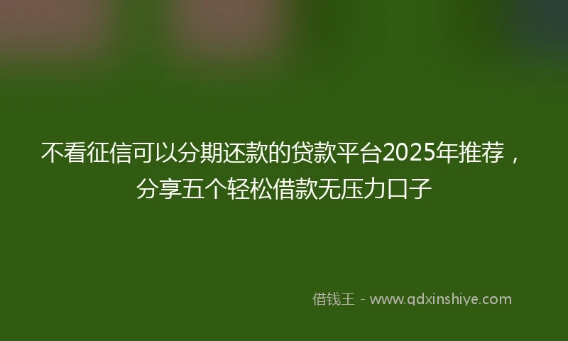 不看征信可以分期还款的贷款平台2025年推荐，分享五个轻松借款无压力口子