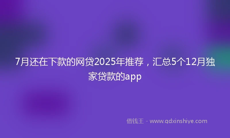 7月还在下款的网贷2025年推荐，汇总5个12月独家贷款的app