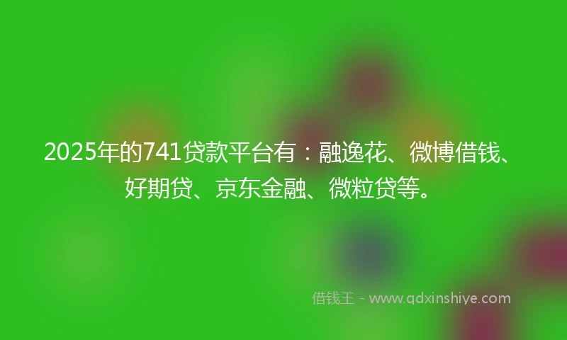 2025年的741贷款平台有：融逸花、微博借钱、好期贷、京东金融、微粒贷等。