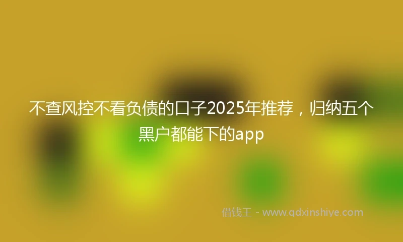 不查风控不看负债的口子2025年推荐，归纳五个黑户都能下的app