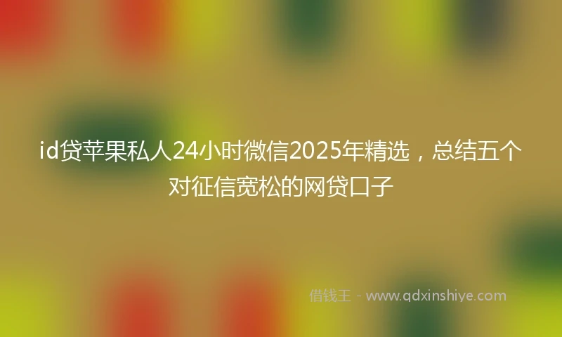 id贷苹果私人24小时微信2025年精选，总结五个对征信宽松的网贷口子