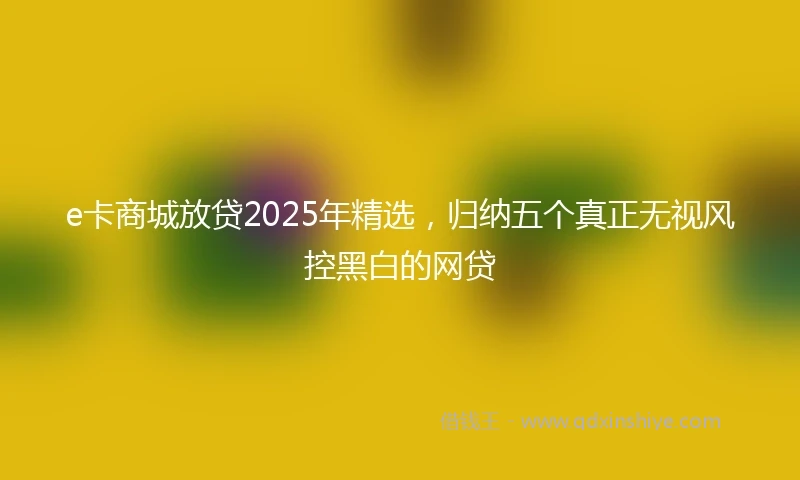 e卡商城放贷2025年精选，归纳五个真正无视风控黑白的网贷