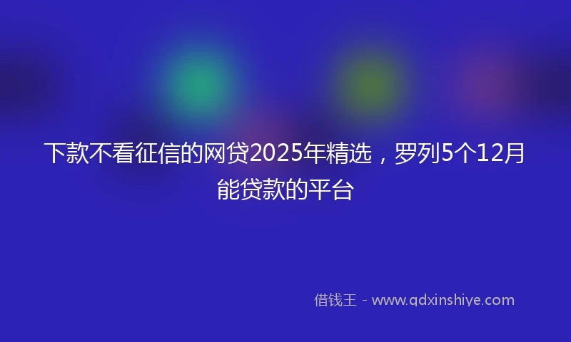 下款不看征信的网贷2025年精选，罗列5个12月能贷款的平台