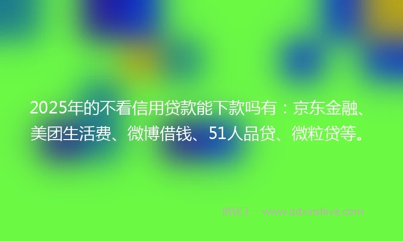 2025年的不看信用贷款能下款吗有：京东金融、美团生活费、微博借钱、51人品贷、微粒贷等。