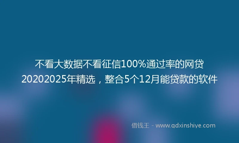 不看大数据不看征信100%通过率的网贷20202025年精选，整合5个12月能贷款的软件