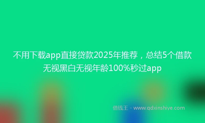 不用下载app直接贷款2025年推荐，总结5个借款无视黑白无视年龄100%秒过app