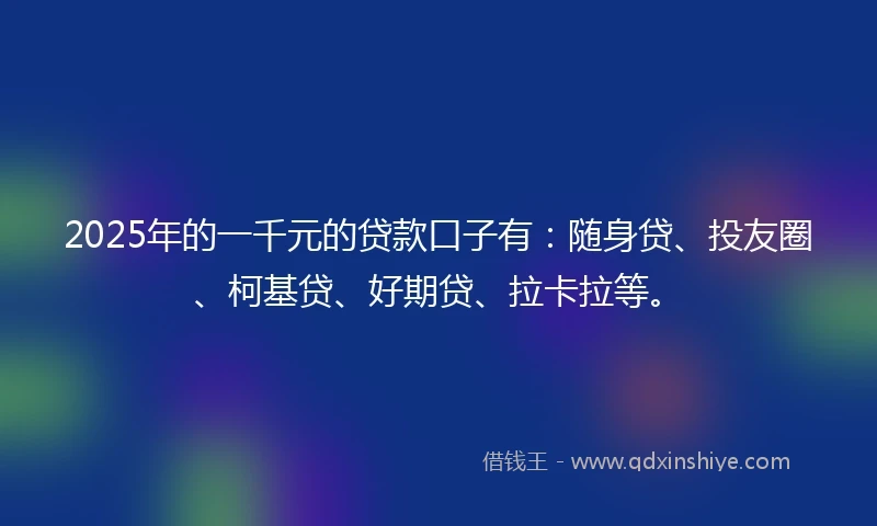 2025年的一千元的贷款口子有：随身贷、投友圈、柯基贷、好期贷、拉卡拉等。
