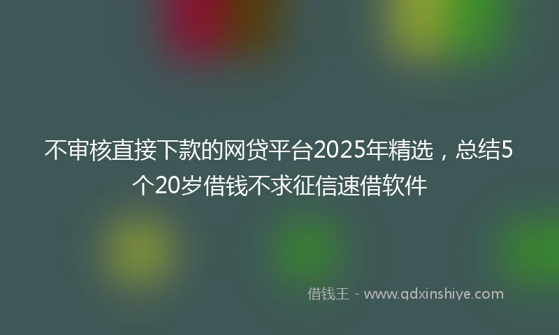 不审核直接下款的网贷平台2025年精选，总结5个20岁借钱不求征信速借软件