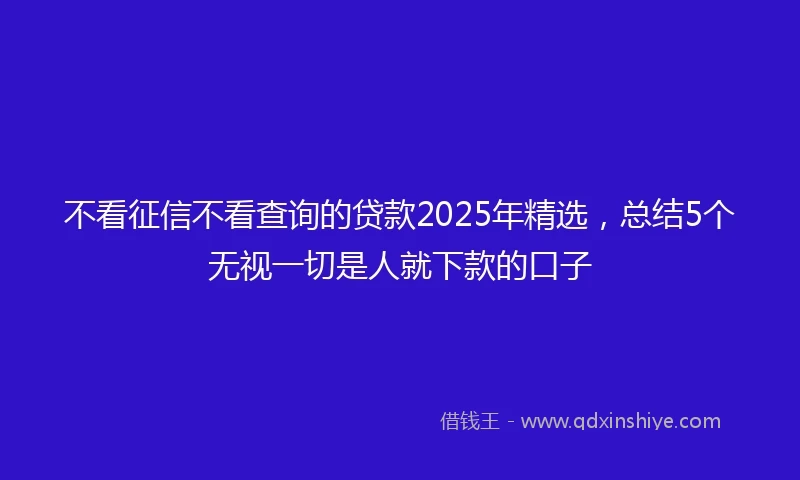 不看征信不看查询的贷款2025年精选，总结5个无视一切是人就下款的口子