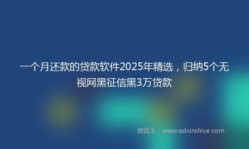 一个月还款的贷款软件2025年精选，归纳5个无视网黑征信黑3万贷款