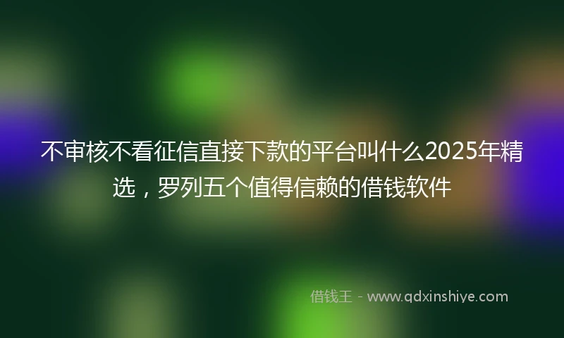 不审核不看征信直接下款的平台叫什么2025年精选，罗列五个值得信赖的借钱软件