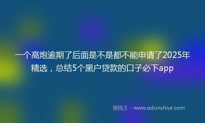 一个高炮逾期了后面是不是都不能申请了2025年精选，总结5个黑户贷款的口子必下app
