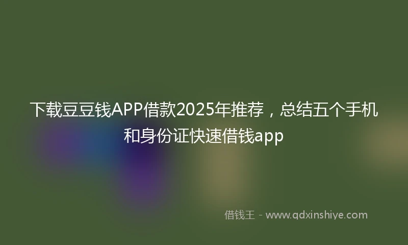 下载豆豆钱APP借款2025年推荐，总结五个手机和身份证快速借钱app