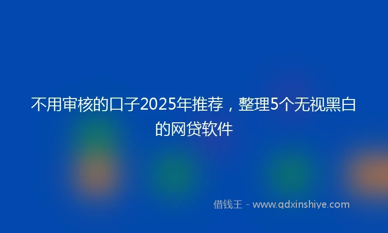 不用审核的口子2025年推荐，整理5个无视黑白的网贷软件
