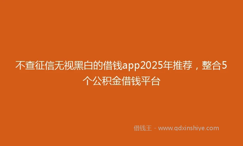 不查征信无视黑白的借钱app2025年推荐，整合5个公积金借钱平台