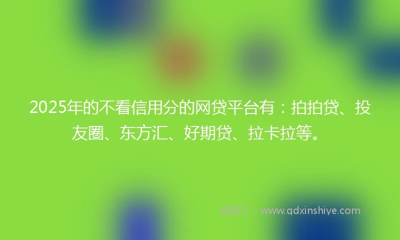 2025年的不看信用分的网贷平台有：拍拍贷、投友圈、东方汇、好期贷、拉卡拉等。